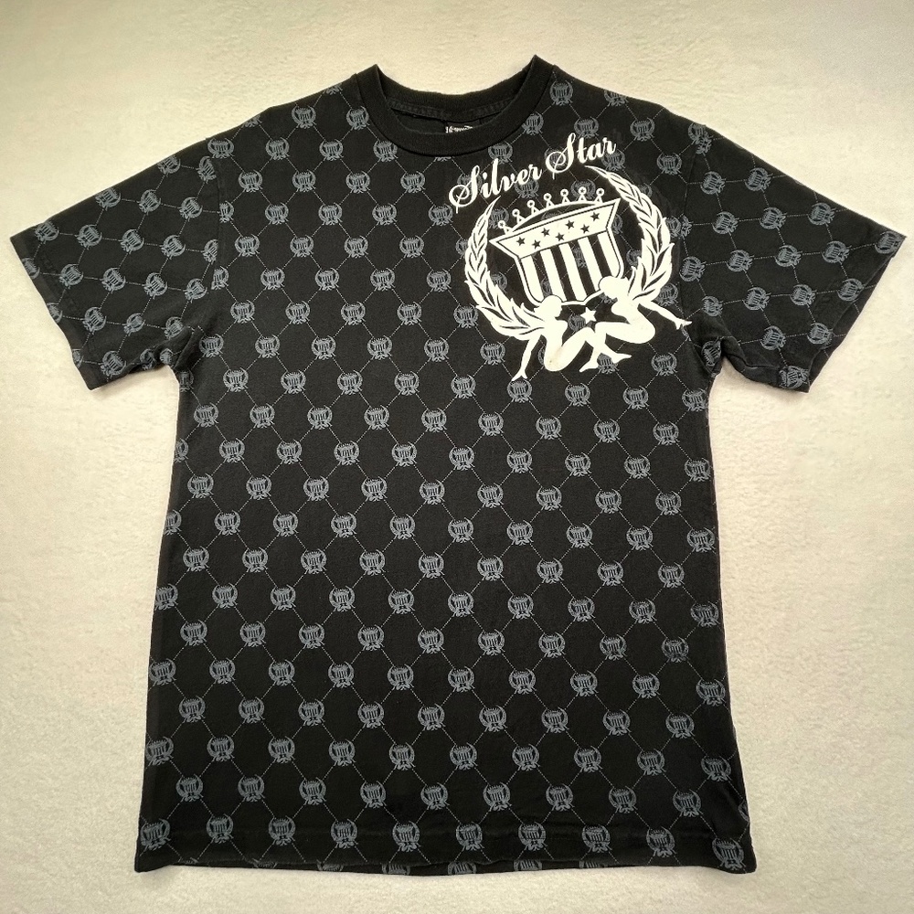 Silver Star VINTAGE Y2K MMA Double-sided Back-hit Graphic T-shirt Black Medium